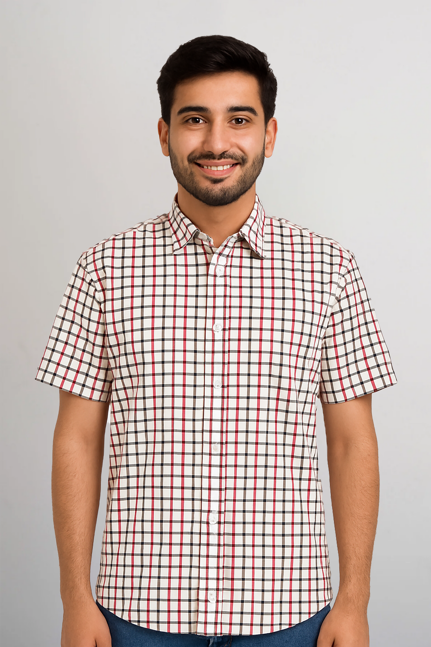 Half Sleeves shirt White check