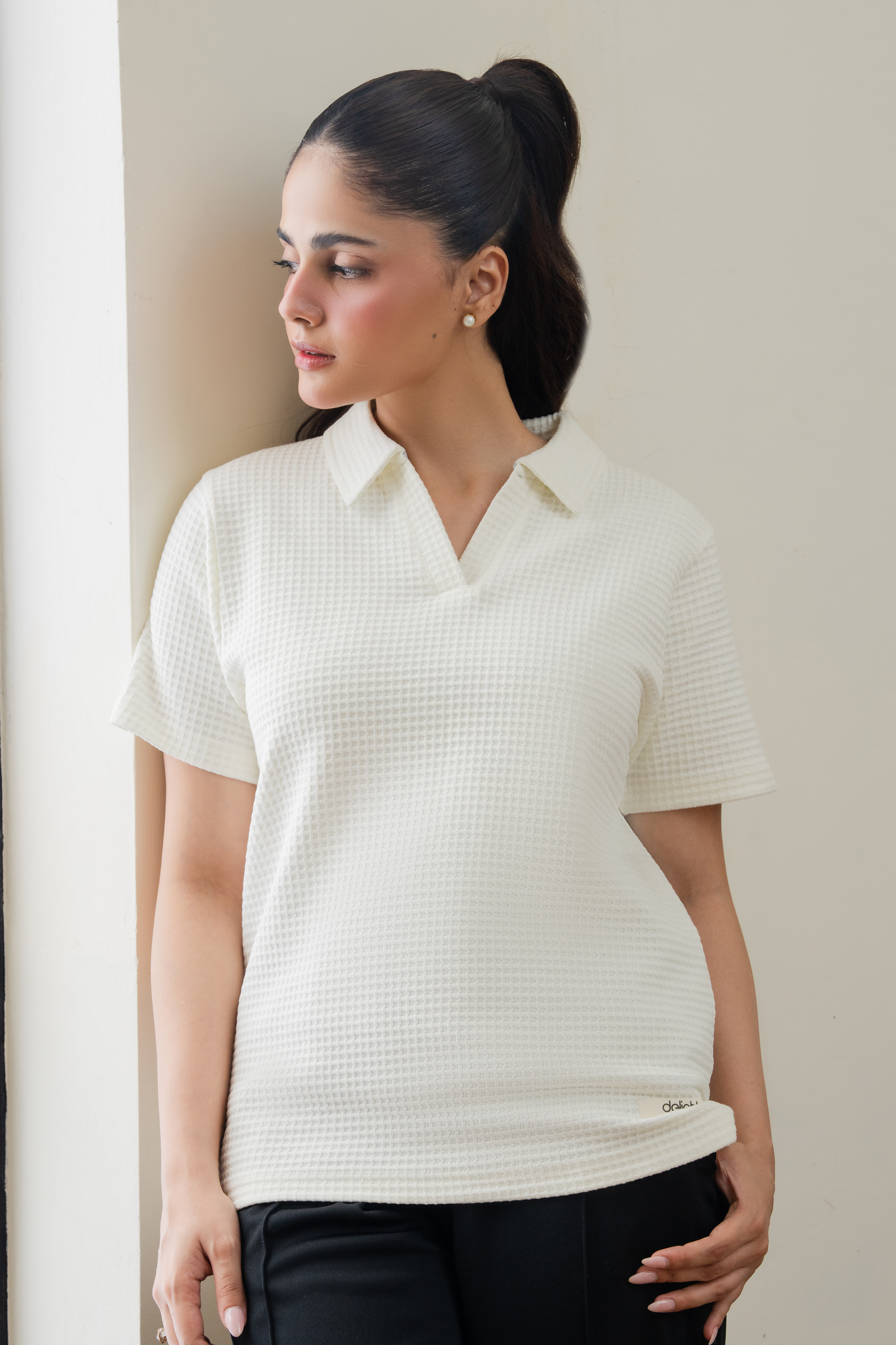 Textured Waffle Knit Polo