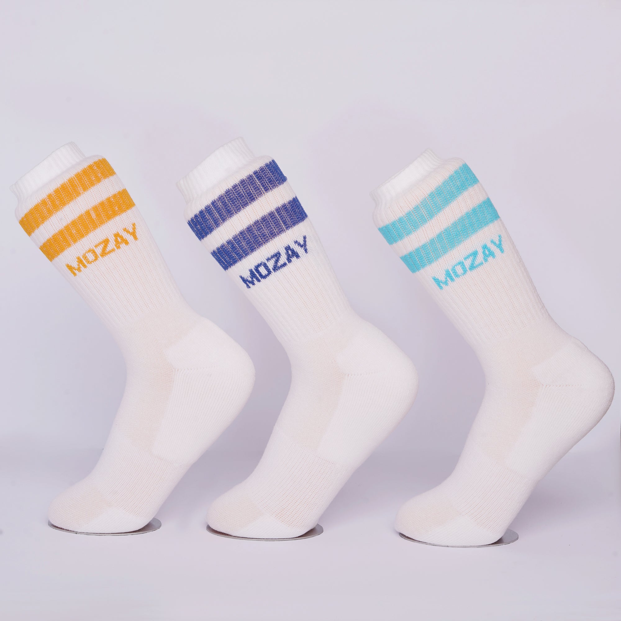 Men Sports Socks White With Color Strip