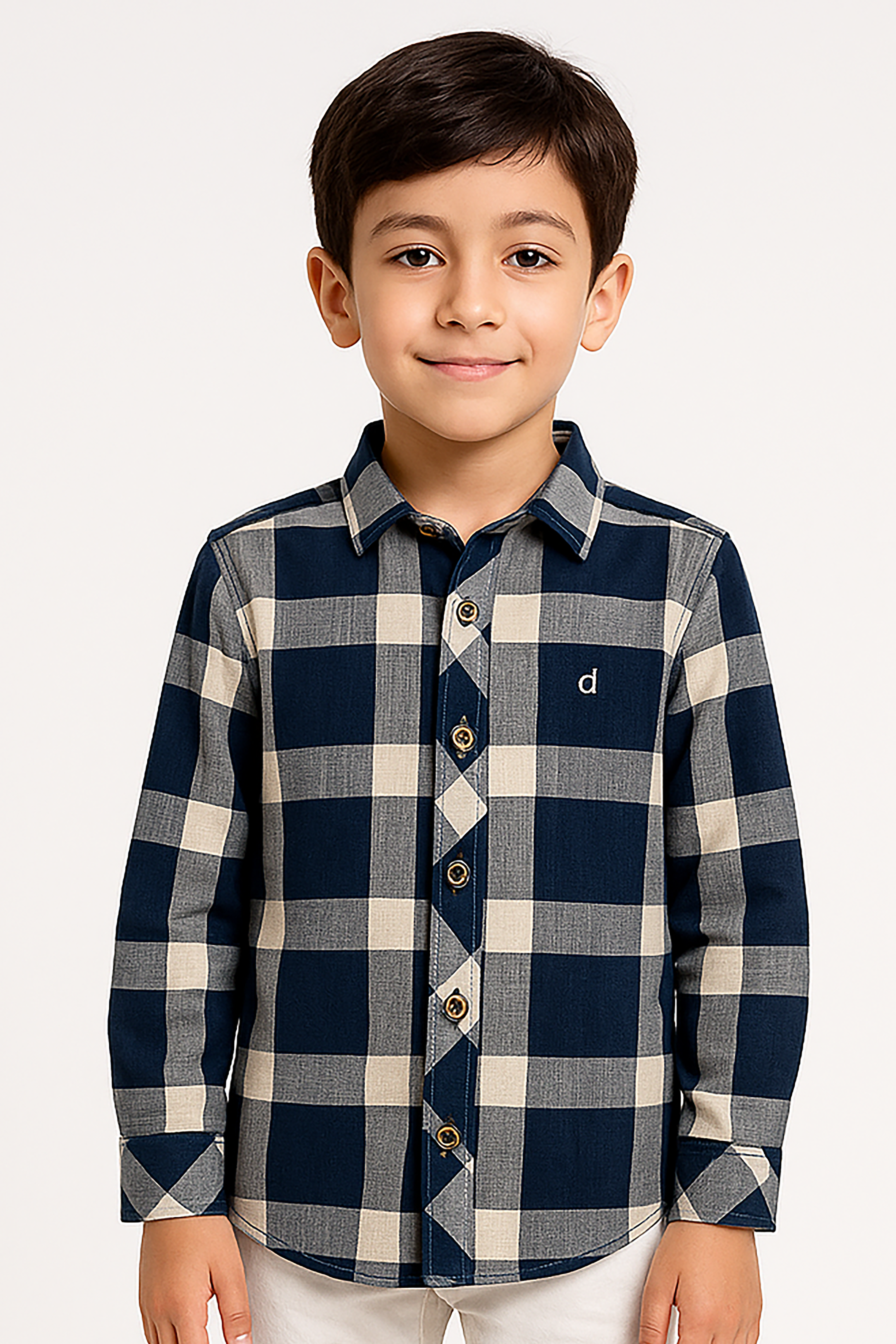 Casual Shirt D Emb Navy Check