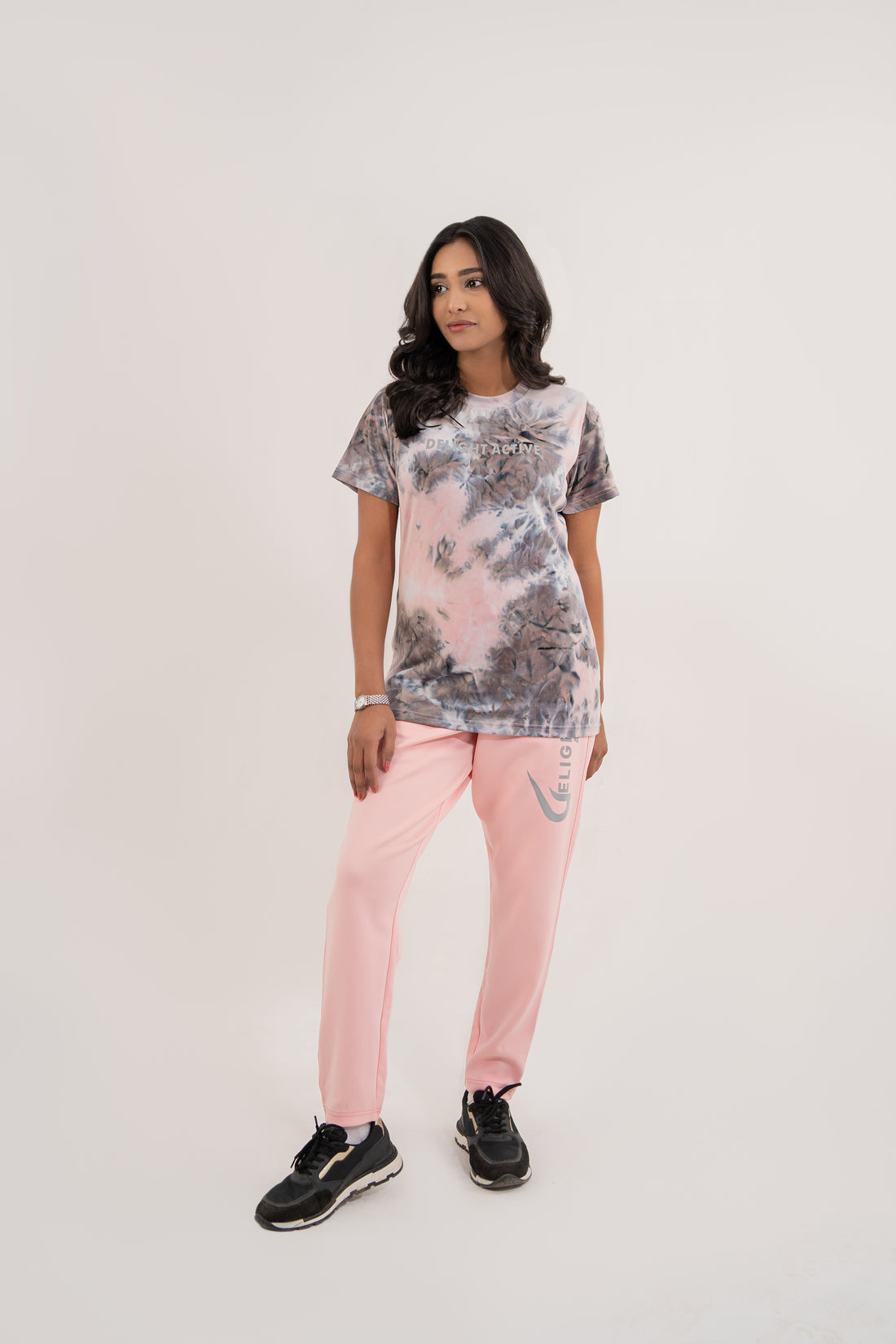 Women Active Wear Tie n Dye Pink T Shirt