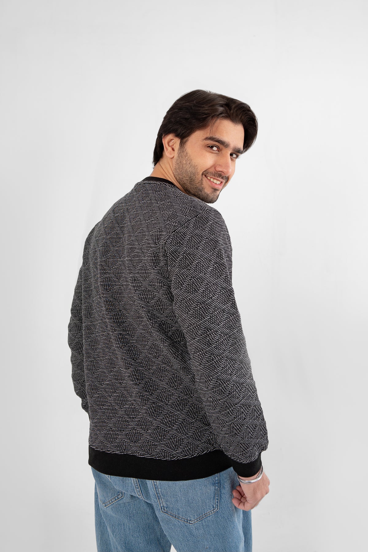 Jacquard Textured Men Sweat Shirt