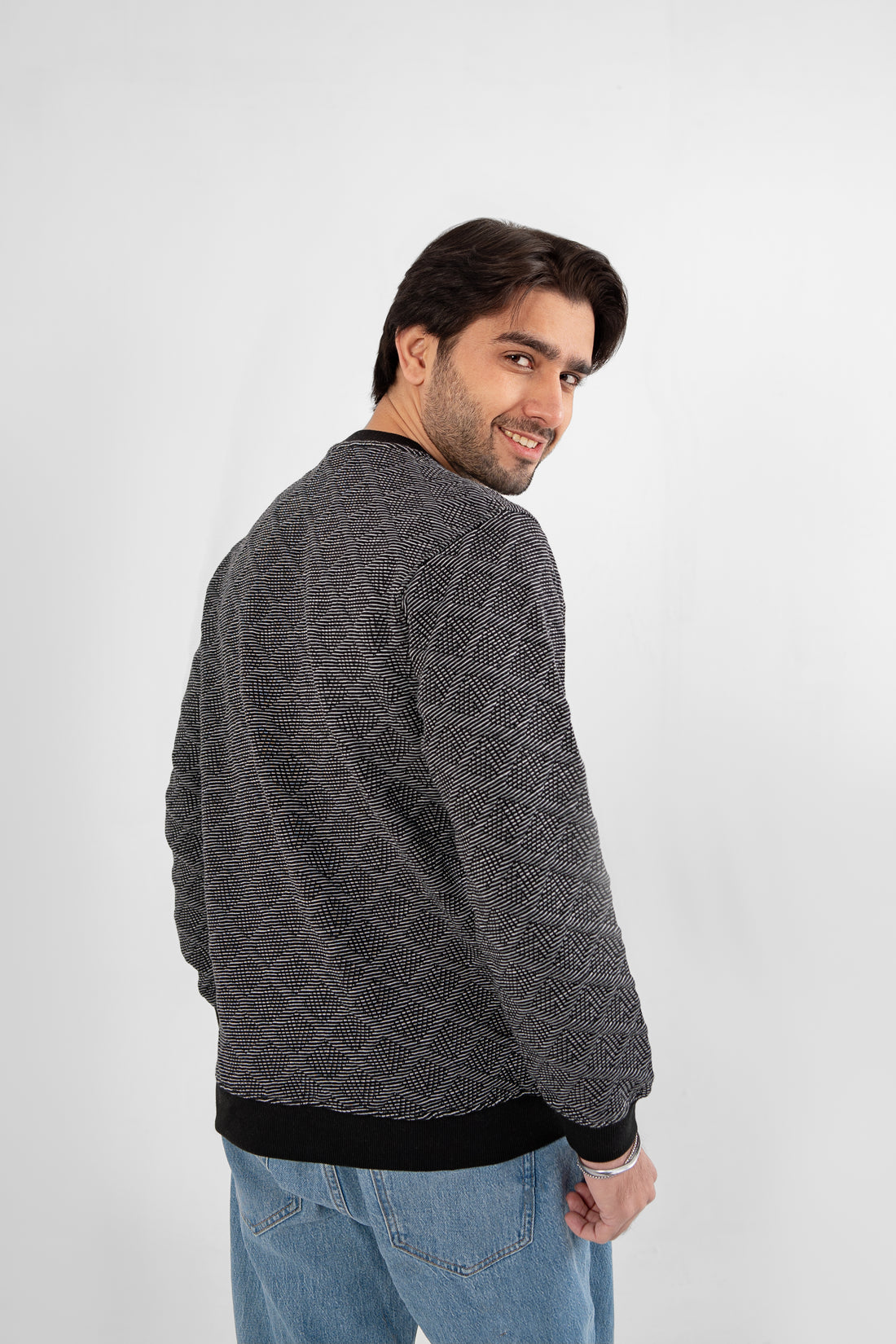 jacquard Textured Men Sweat Shirt