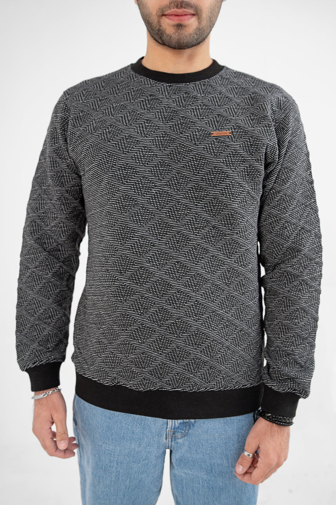 jacquard Textured Men Sweat Shirt