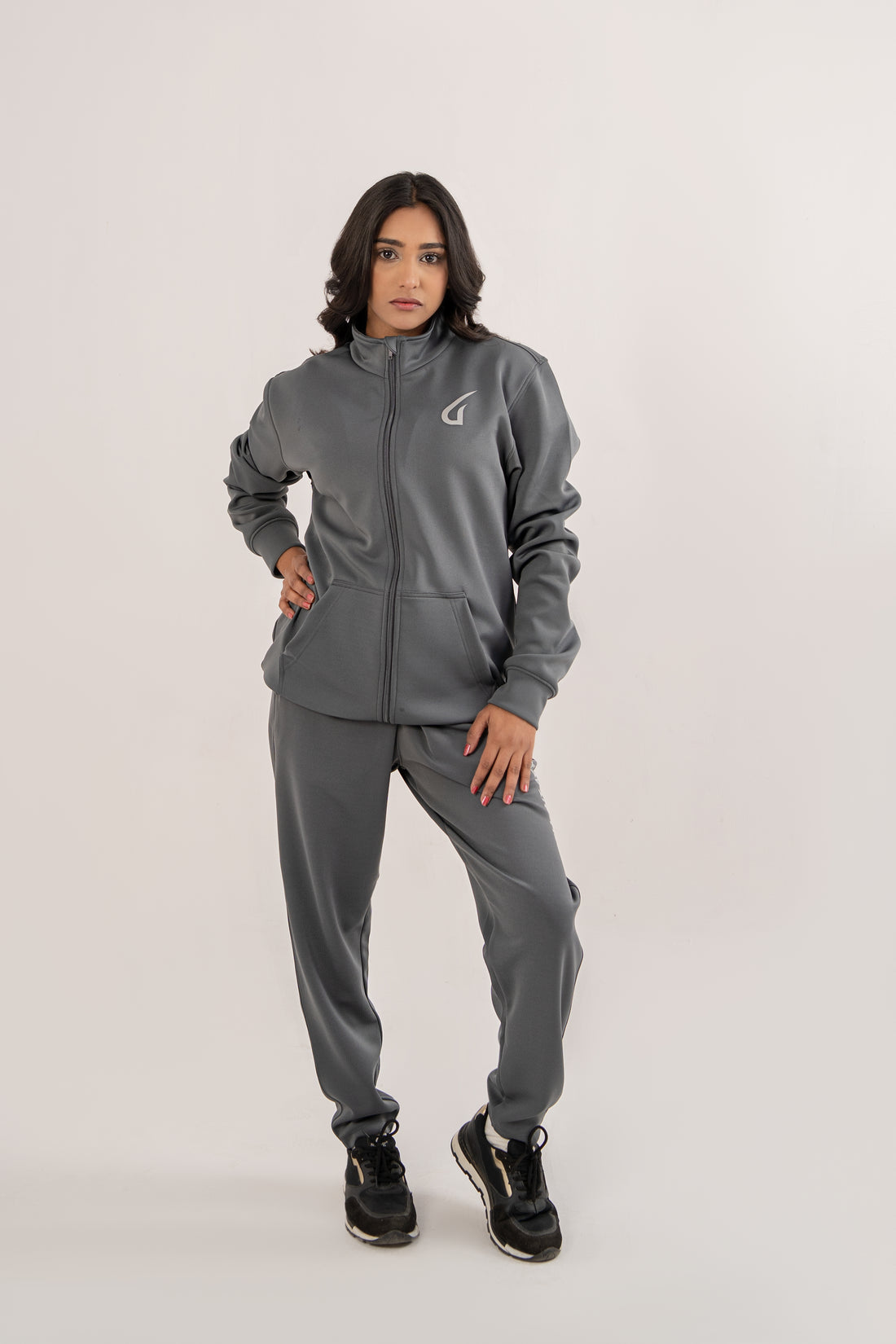 Women Active wear Grey Zipper