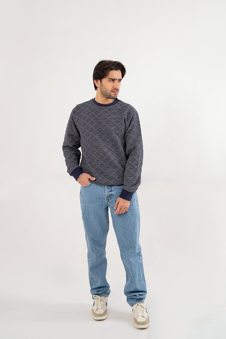 jacquard Textured Men Sweat Shirt