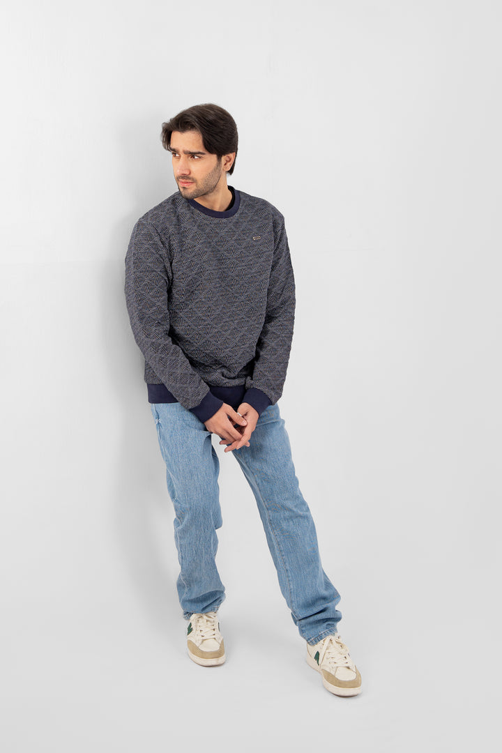 jacquard Textured Men Sweat Shirt