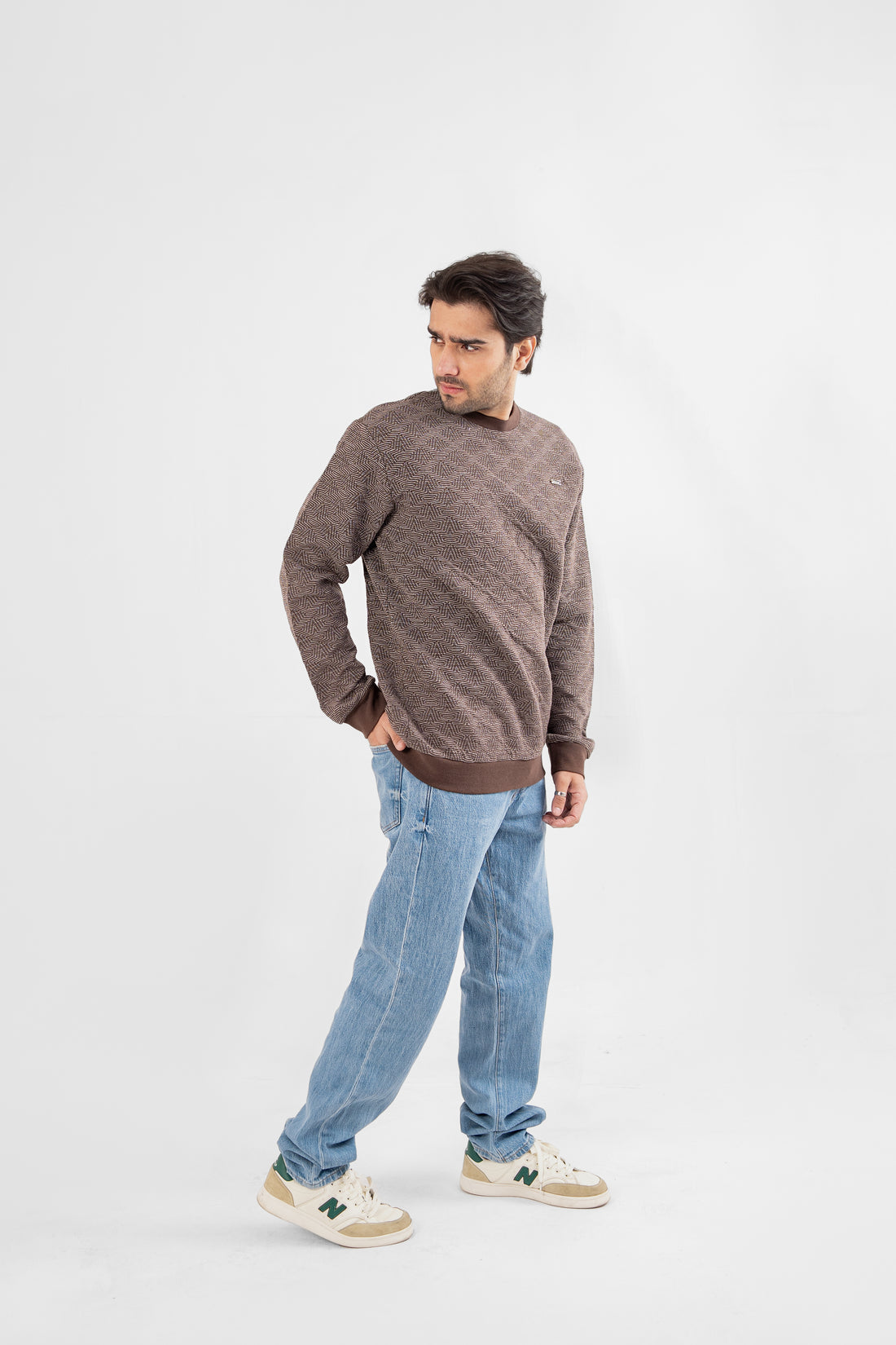 jacquard Textured Men Sweat Shirt