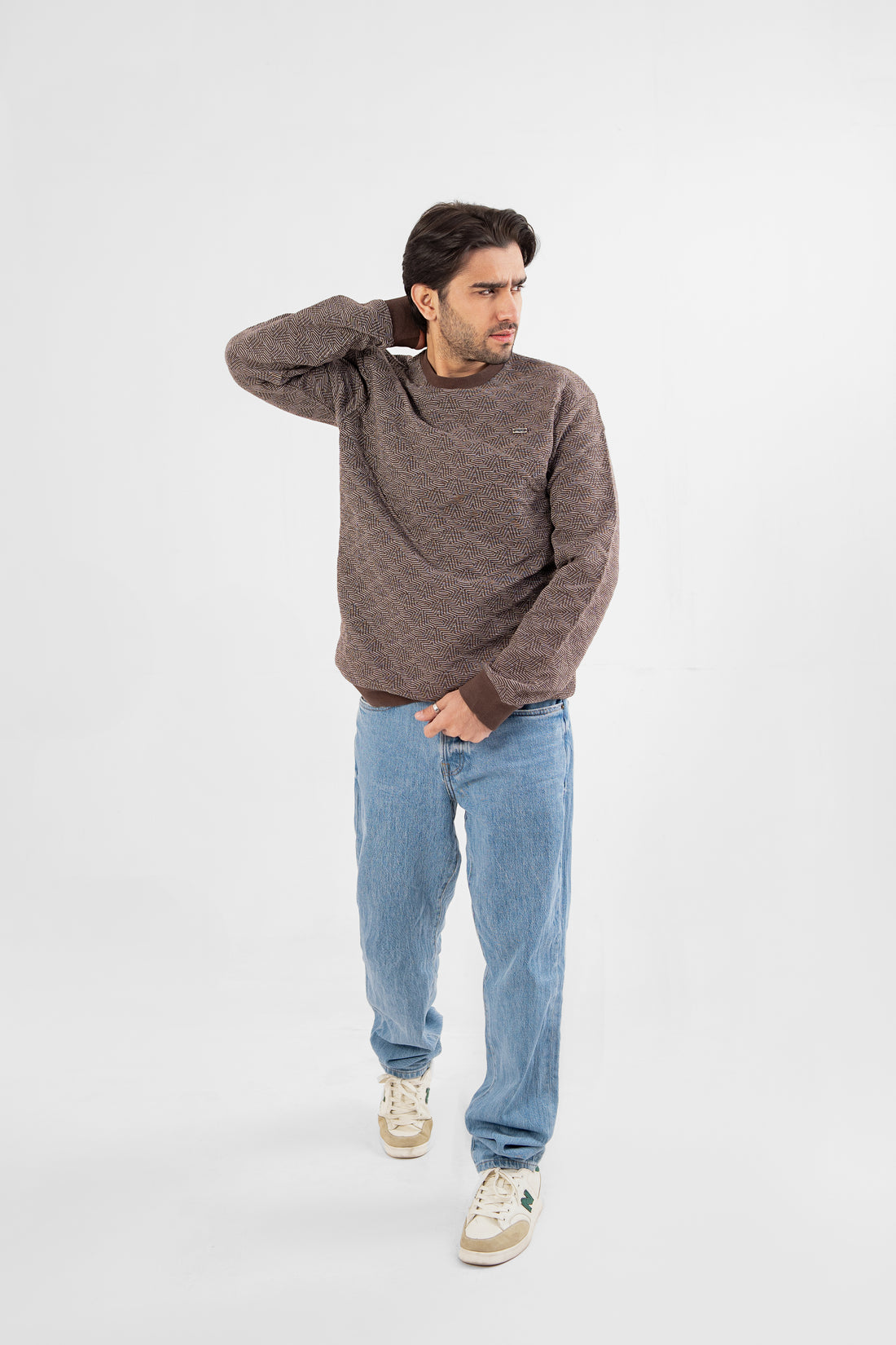 jacquard Textured Men Sweat Shirt