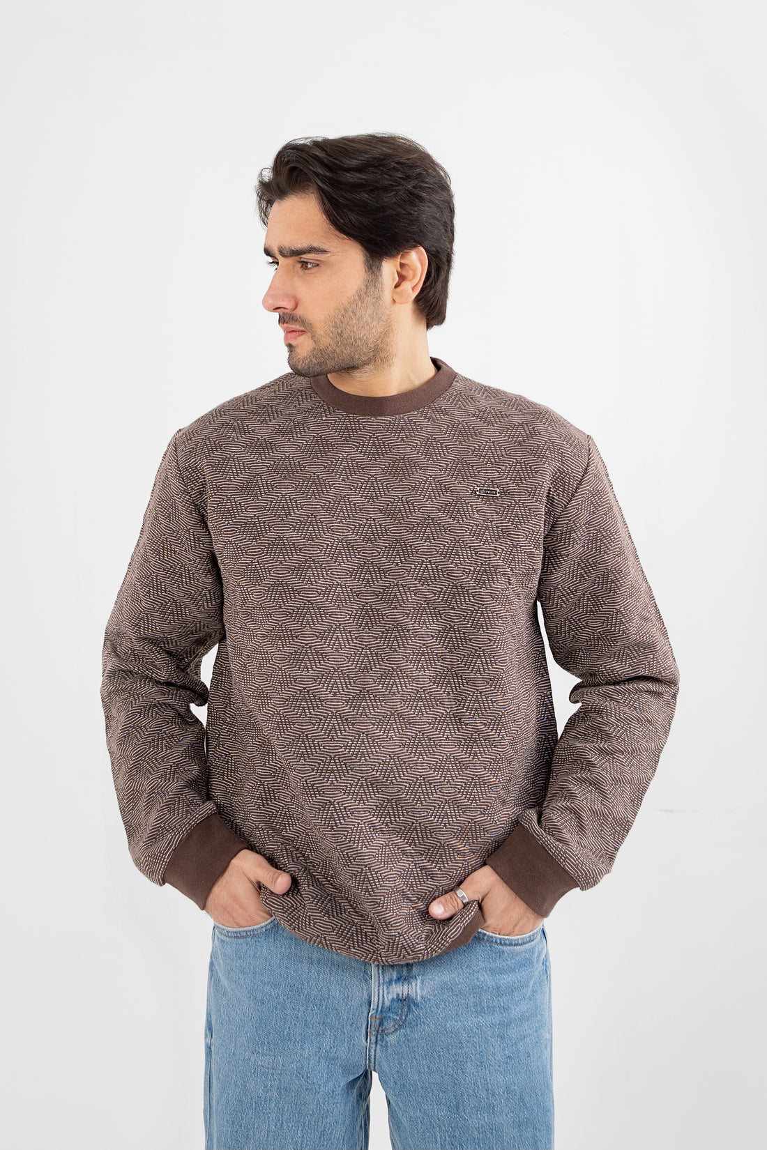 jacquard Textured Men Sweat Shirt