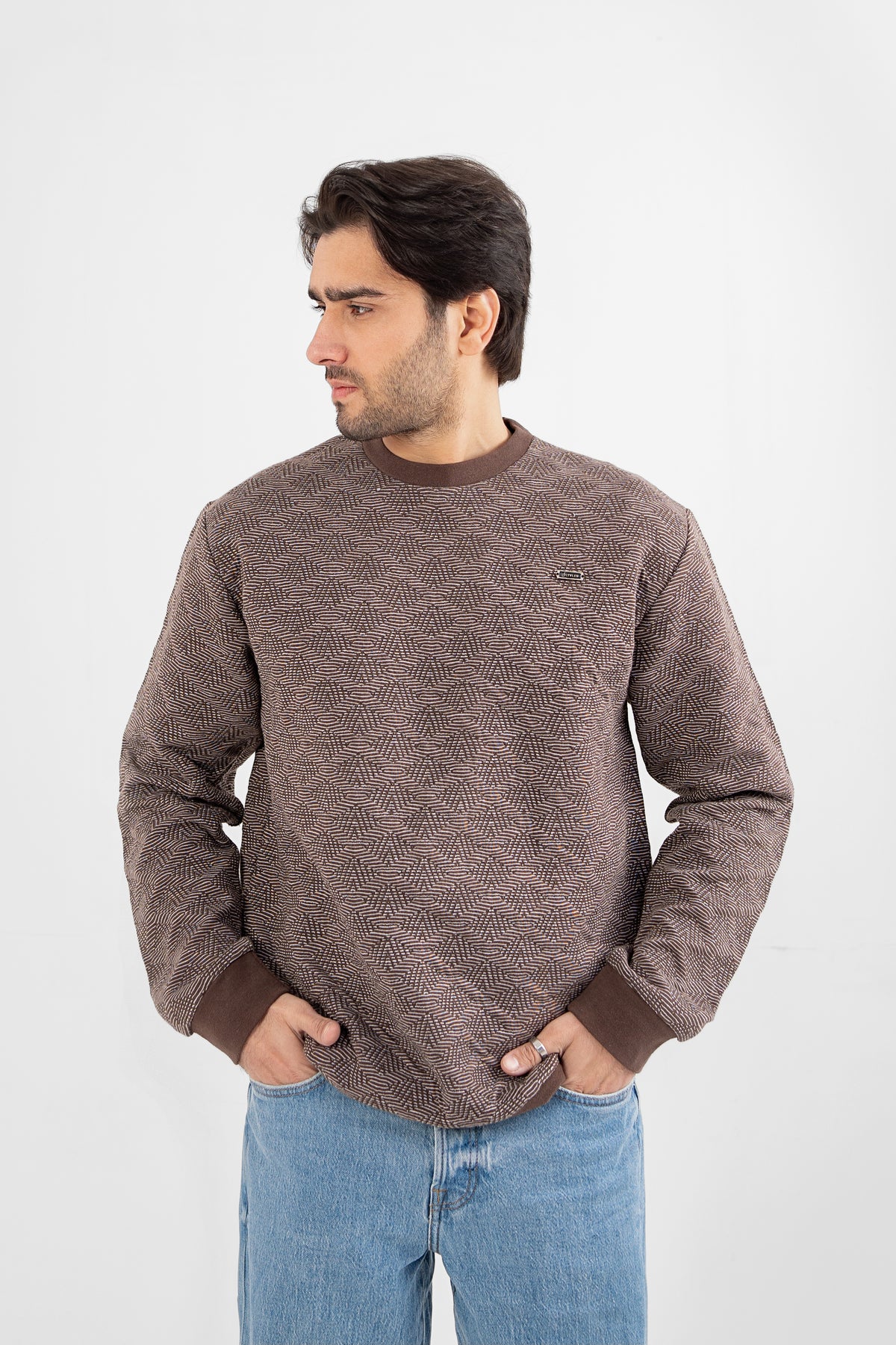 Jacquard Textured Men Sweat Shirt