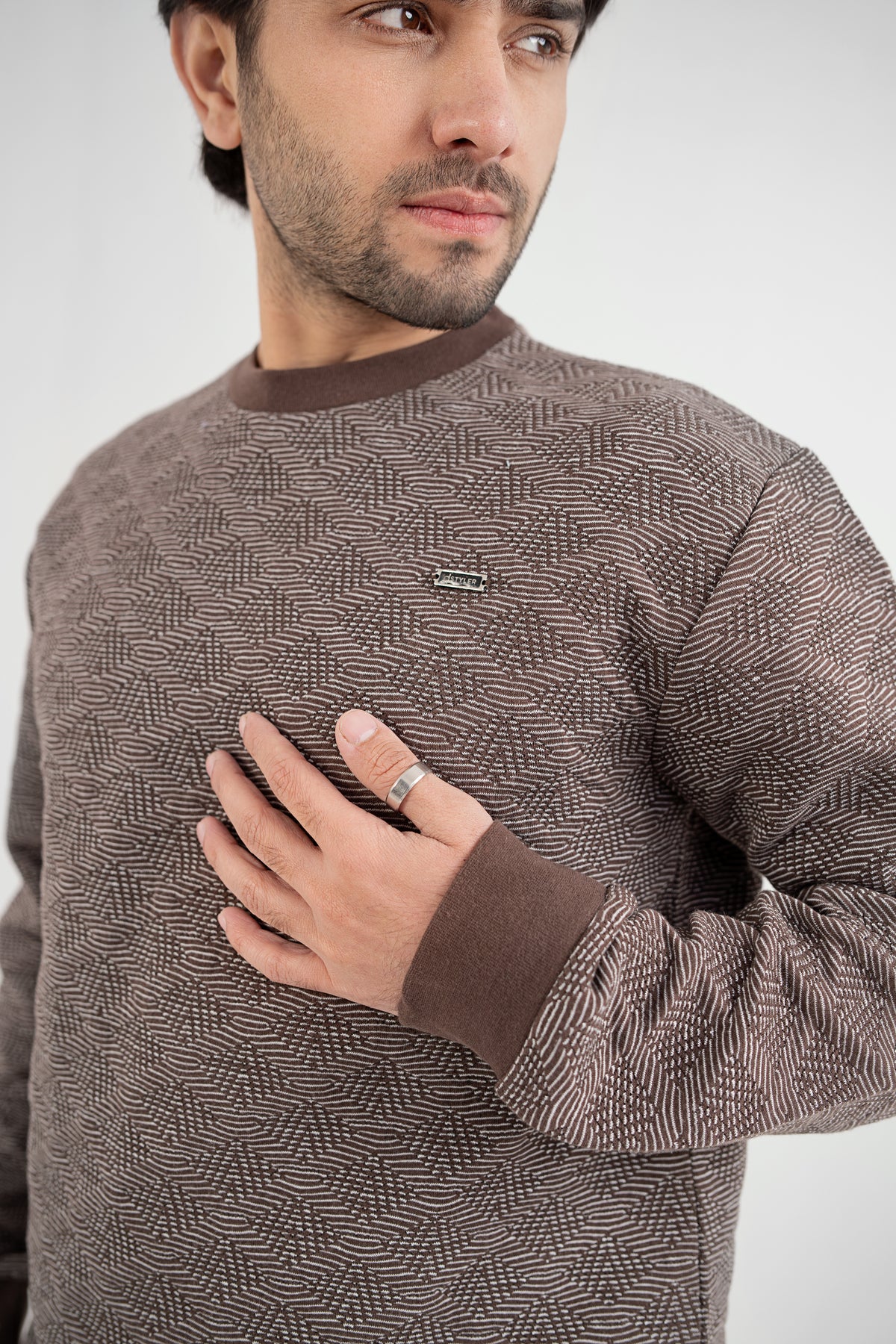 Jacquard Textured Men Sweat Shirt