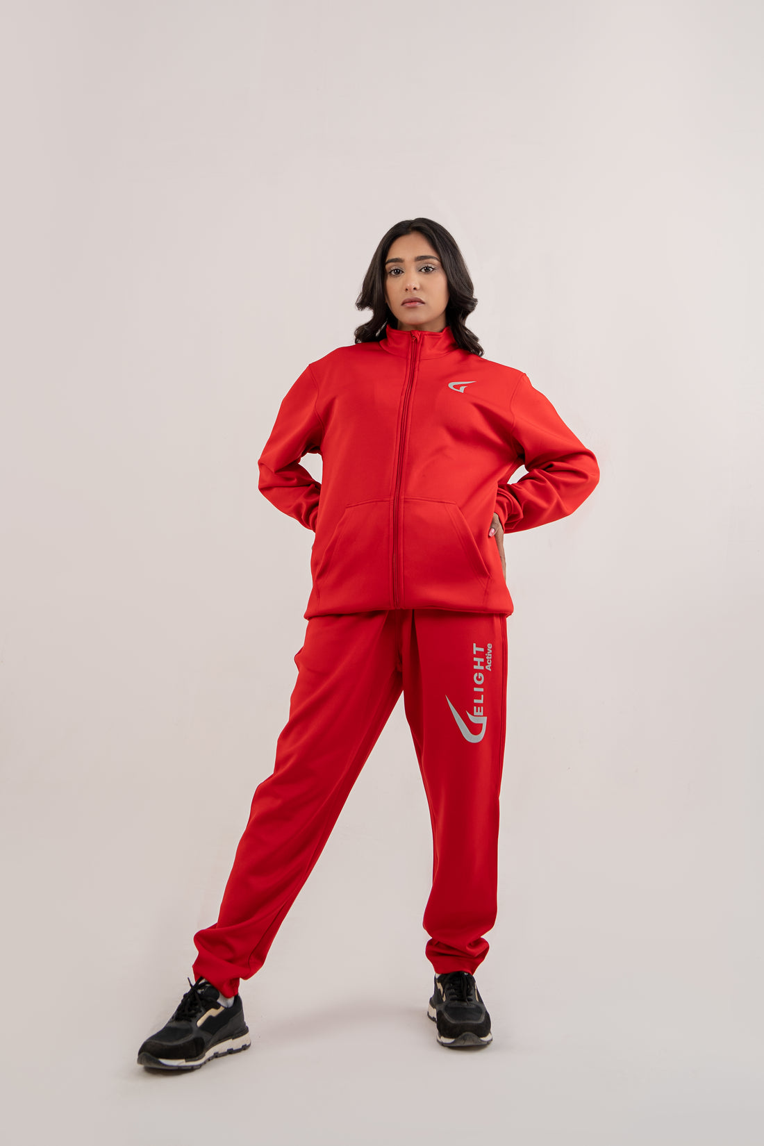 Women Active wear Red Zipper