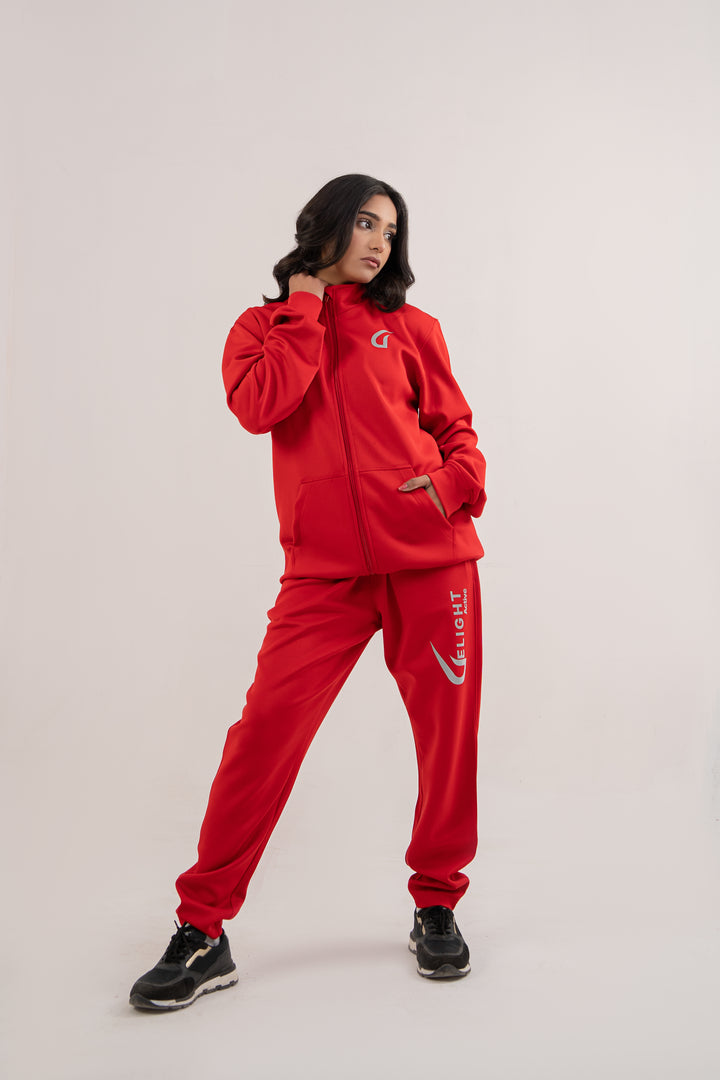 Women Active wear Red Zipper