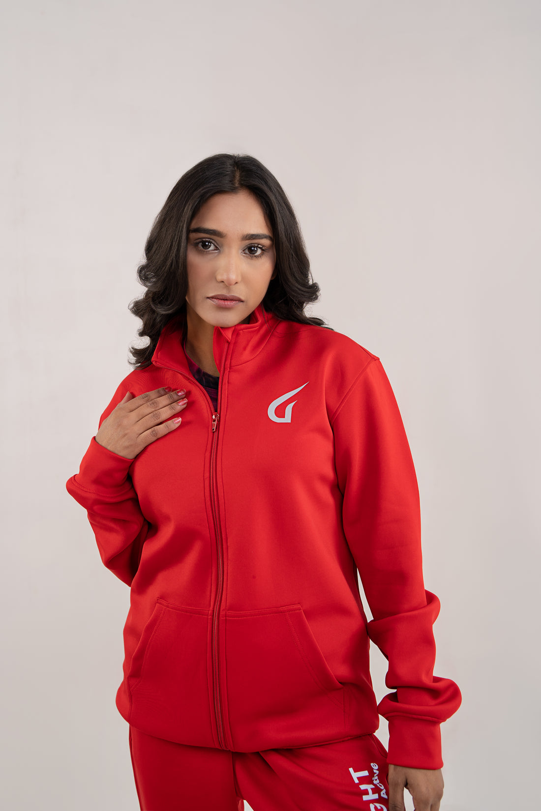 Women Active wear Red Zipper