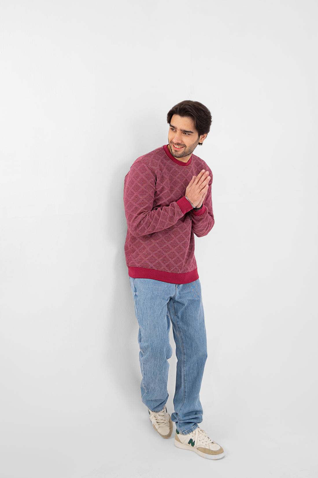 jacquard Textured Men Sweat Shirt