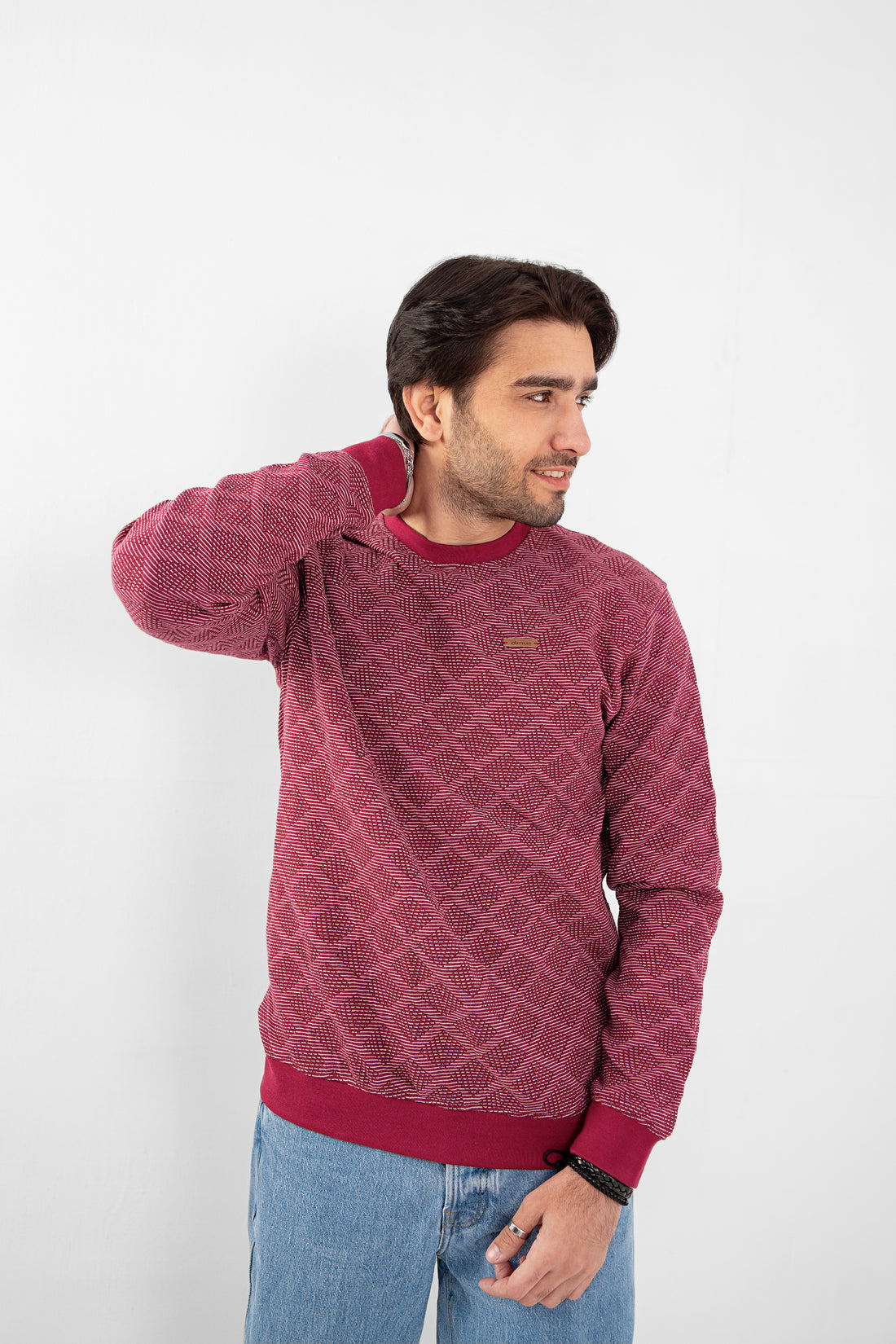 jacquard Textured Men Sweat Shirt