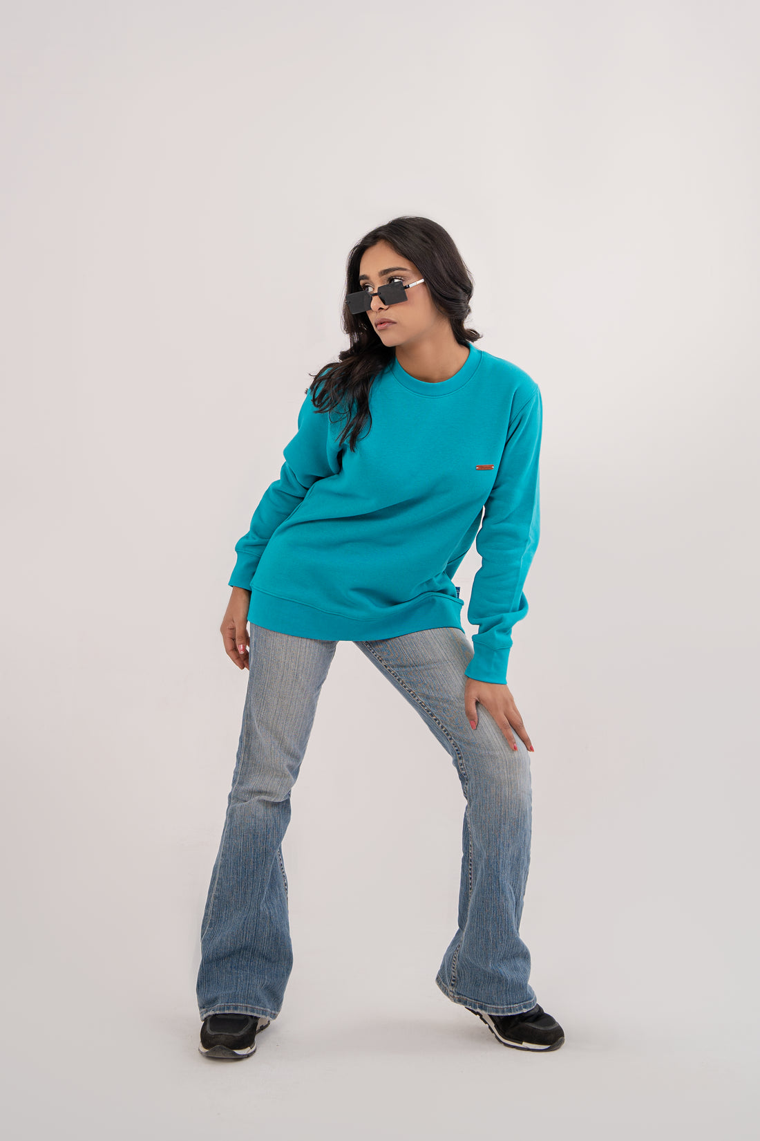 Women Sweat Shirt Aqua color