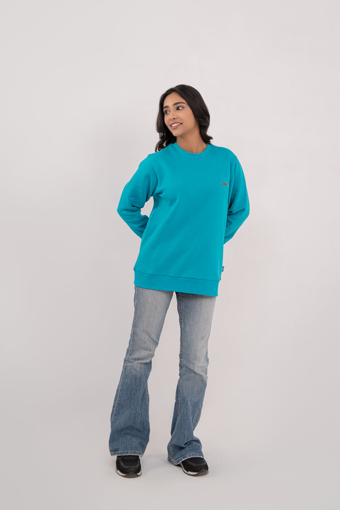 Women Sweat Shirt Aqua color