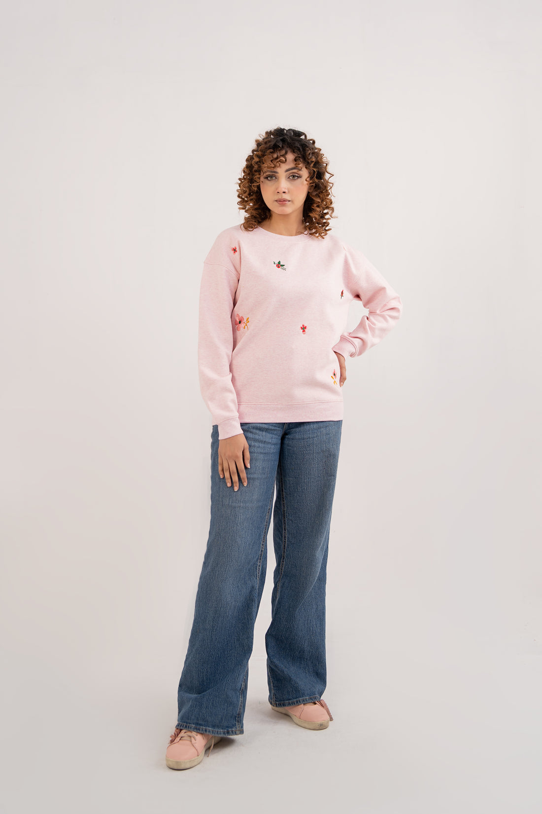 Women Interlock Sweat Shirt Light Pink Color