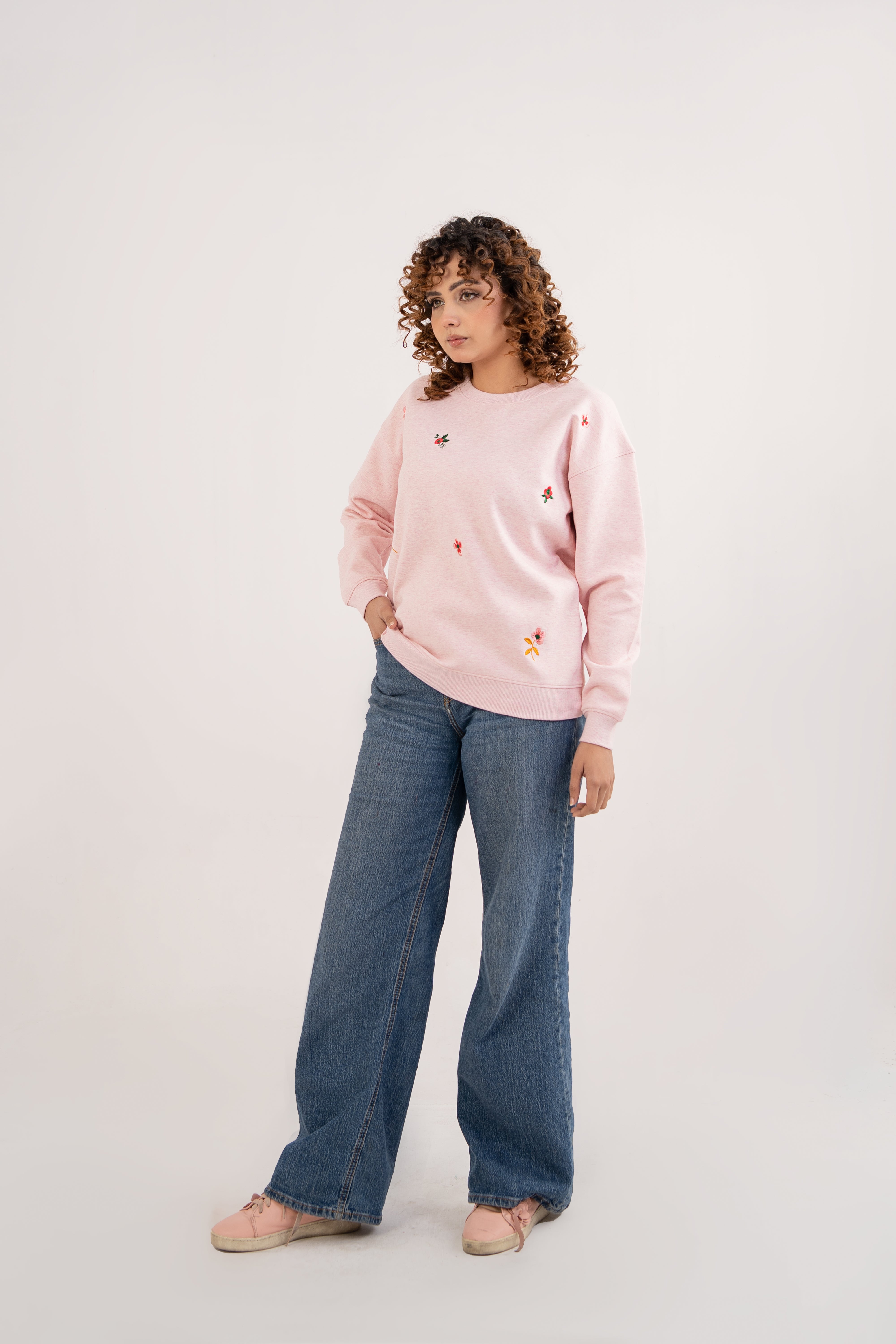 Women Interlock Sweat Shirt Light Pink Color