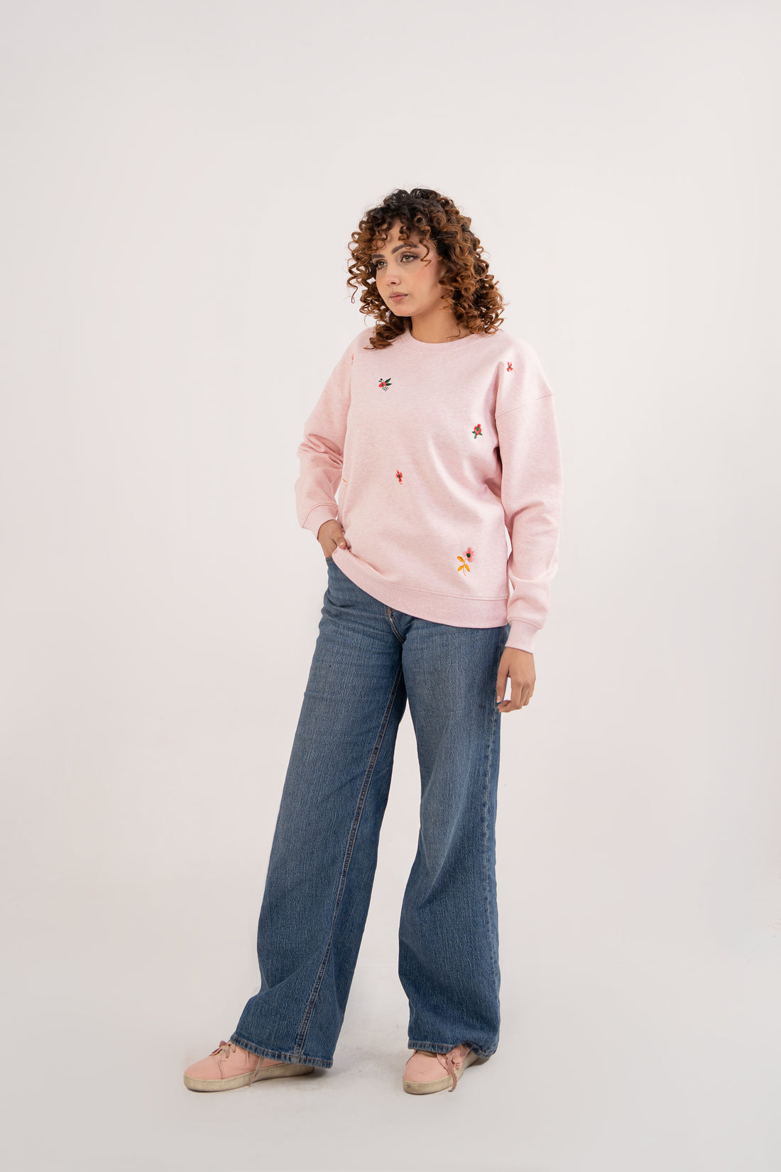 Women Interlock Sweat Shirt Light Pink Color