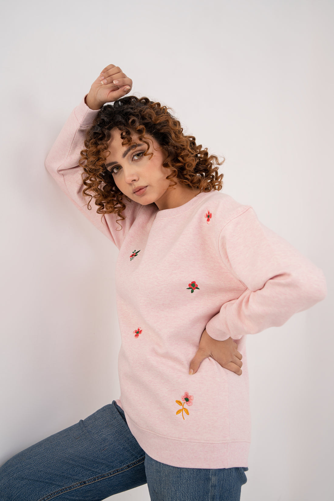 Women Interlock Sweat Shirt Light Pink Color