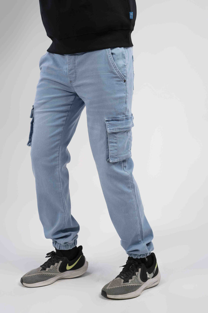 Men Cargo Jeans Light Wash