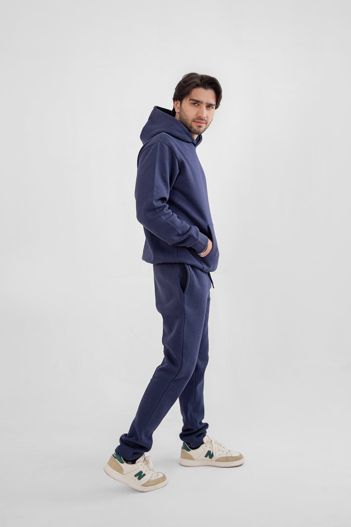 Men Navy Track Suit Hoodie with Trouser