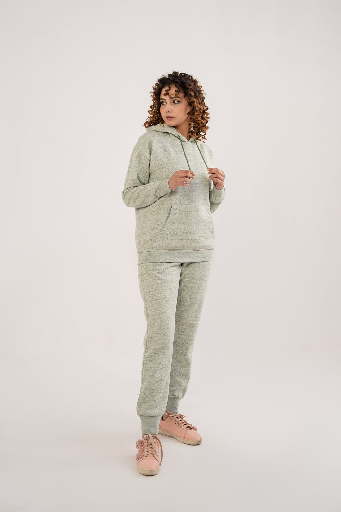 Women Melange Track Suit Dark Green