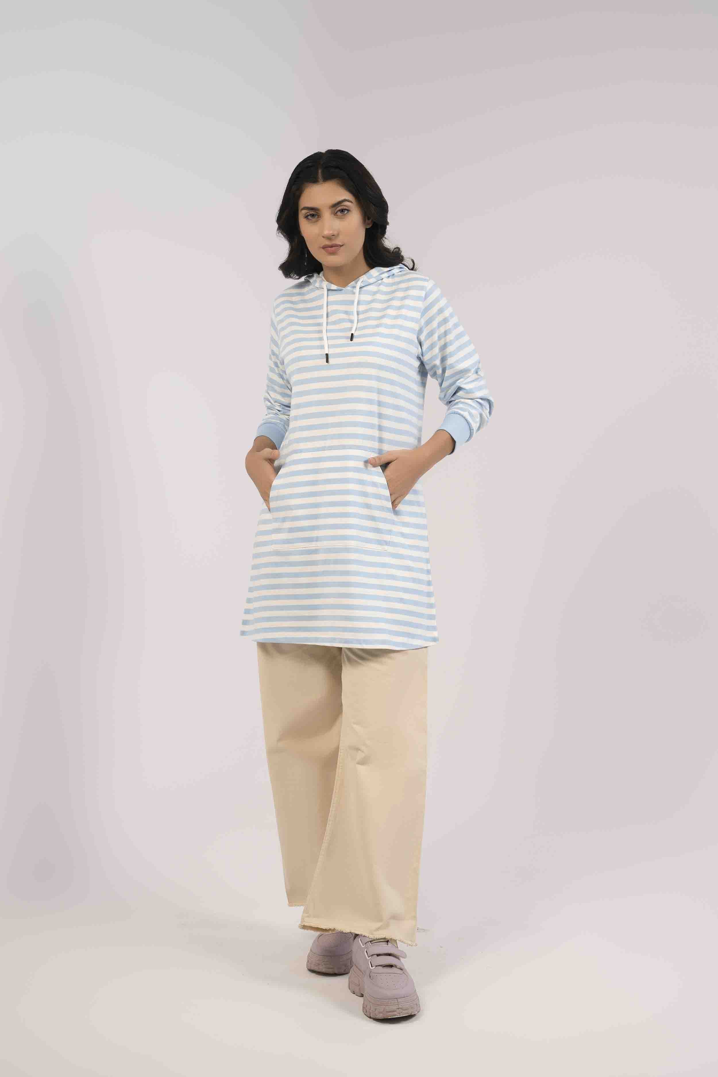 Women Yarn Dyed Long Hoodie