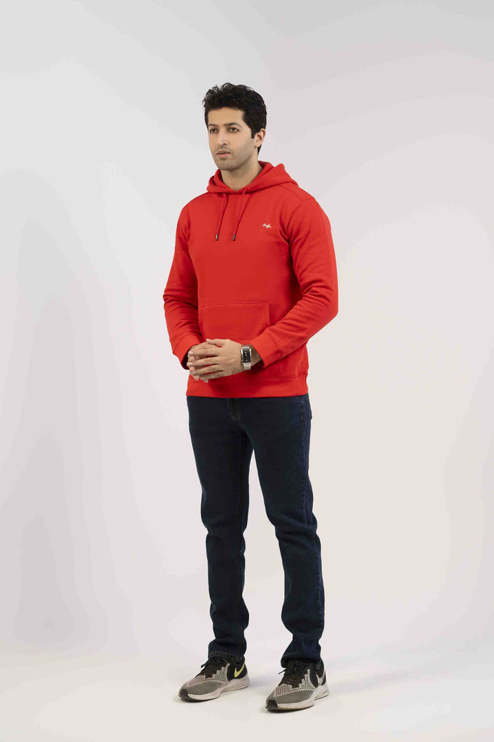 Men Hoodie Red Color With High Density Printing