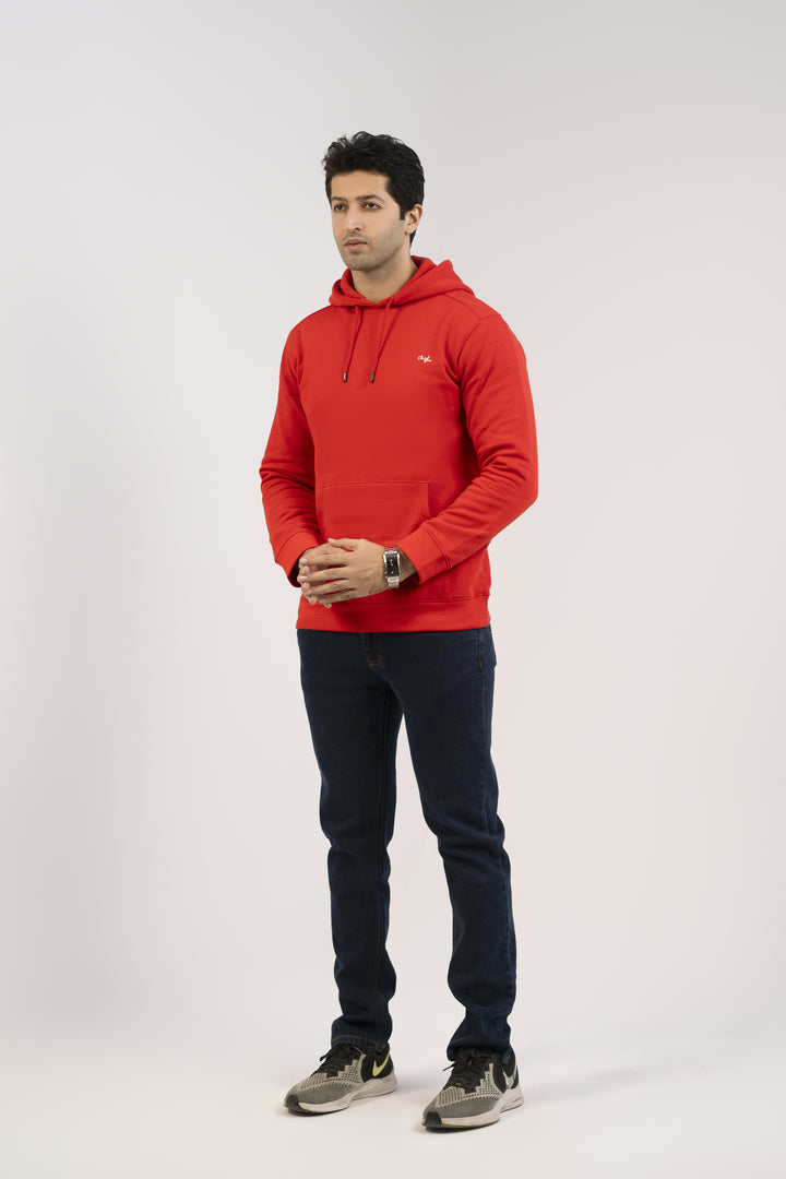 Men Hoodie Red Color With High Density Printing