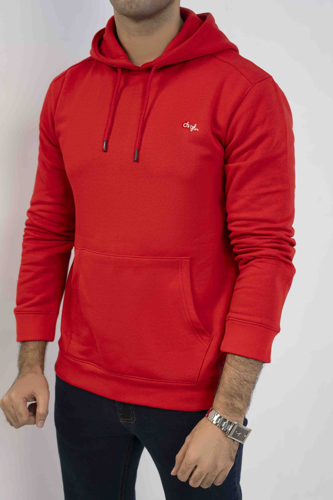 Men Hoodie Red Color With High Density Printing