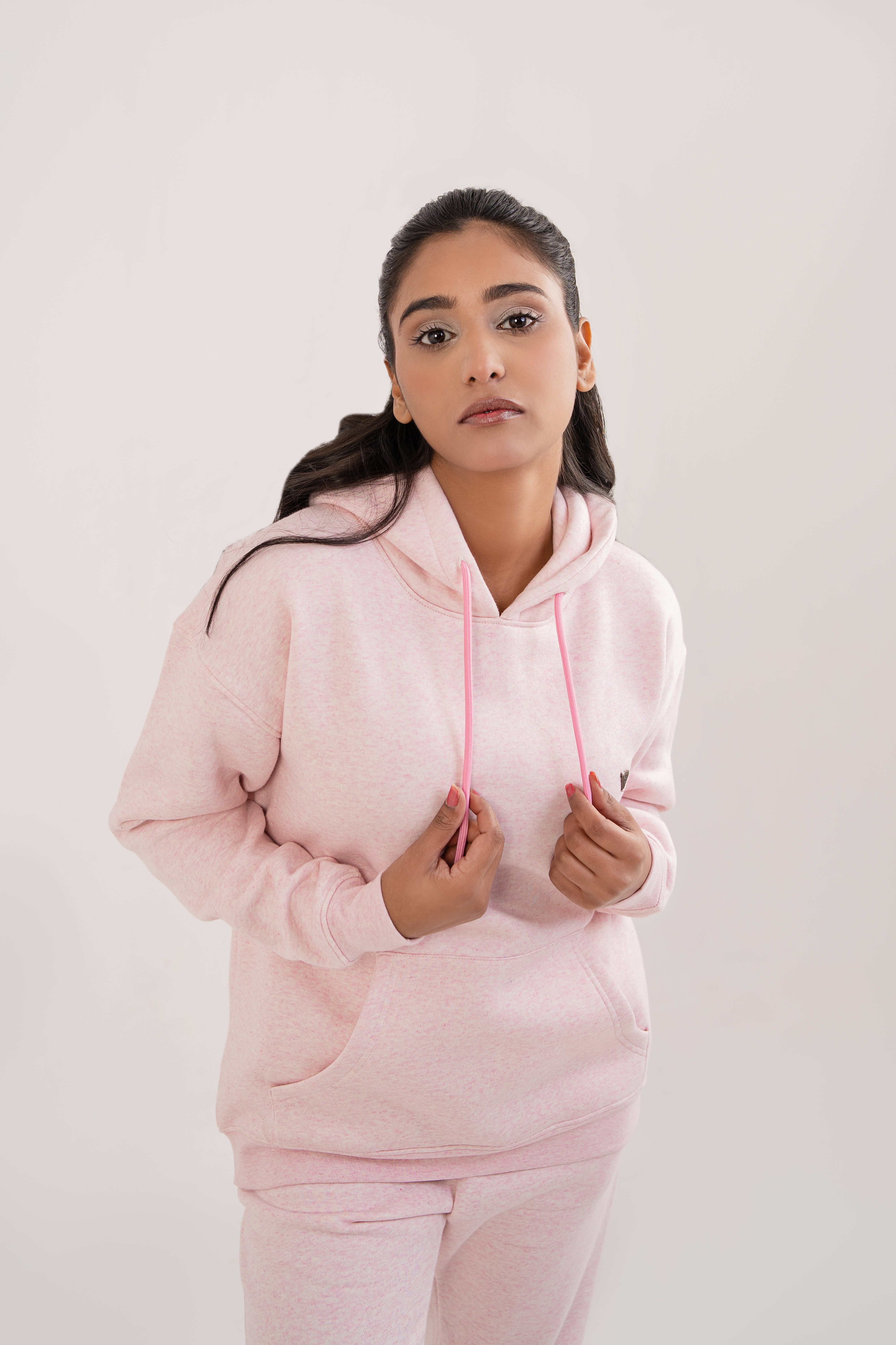 Women Melange Track Suit Pink