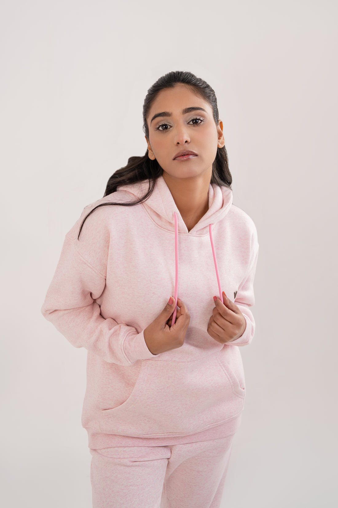 Women Melange Track Suit Pink