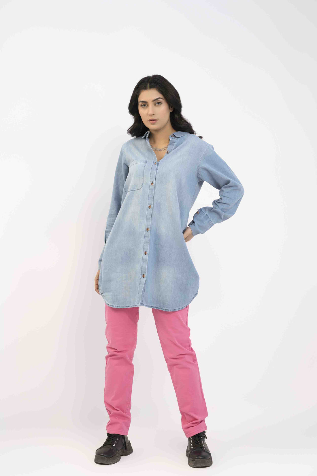 Women Top Denim Light Wash