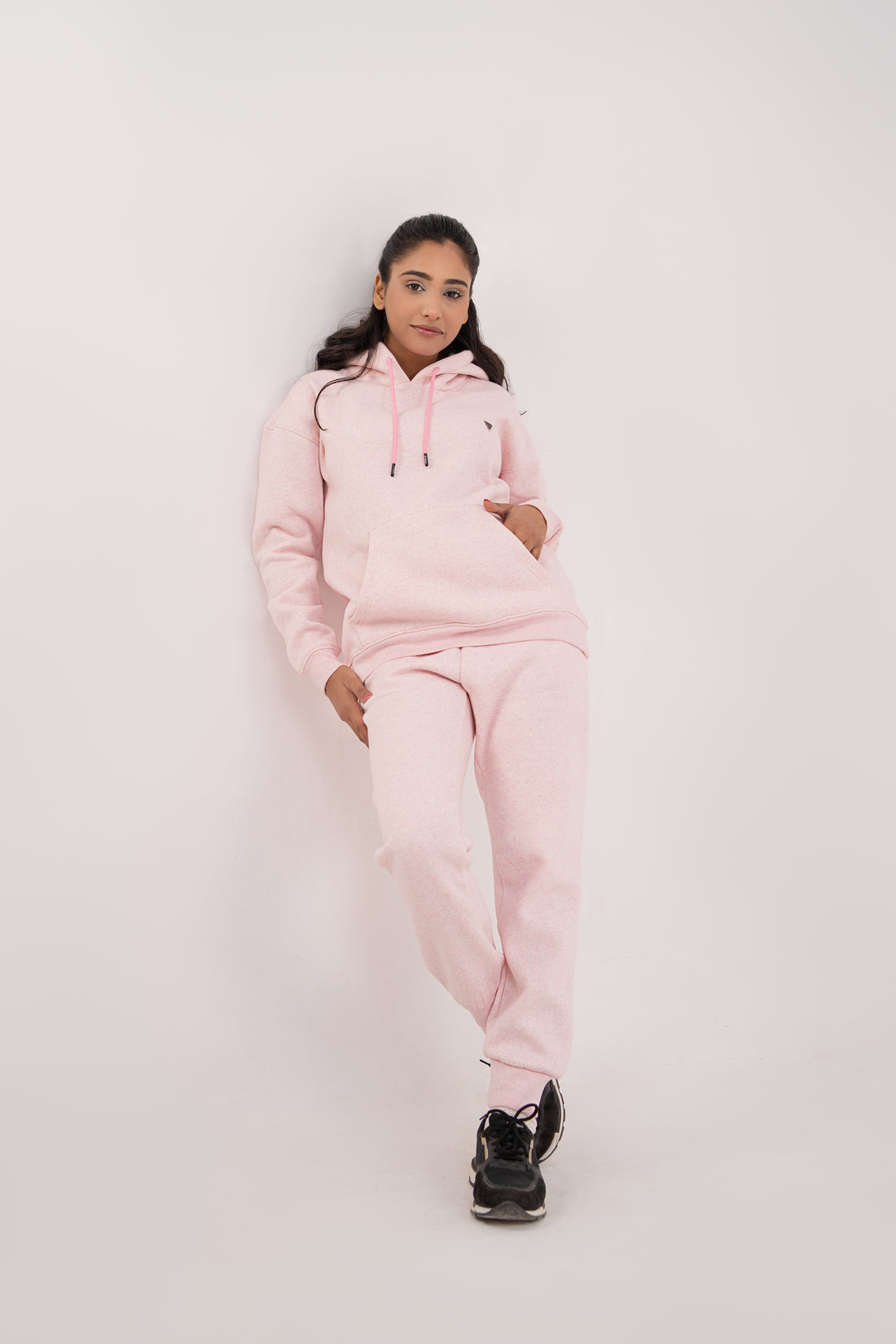 Women Melange Track Suit Pink