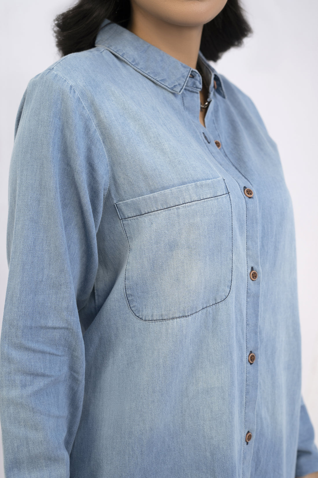 Women Top Denim Light Wash