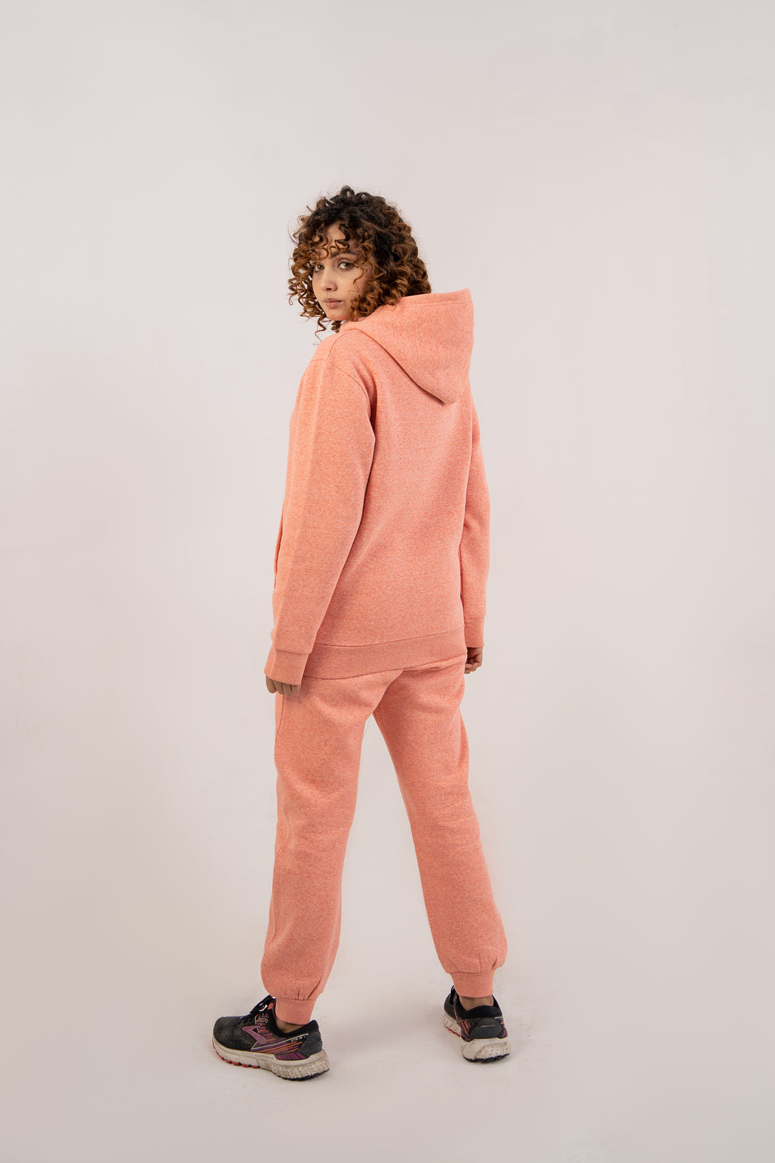 Women Melange Track Suit Orange