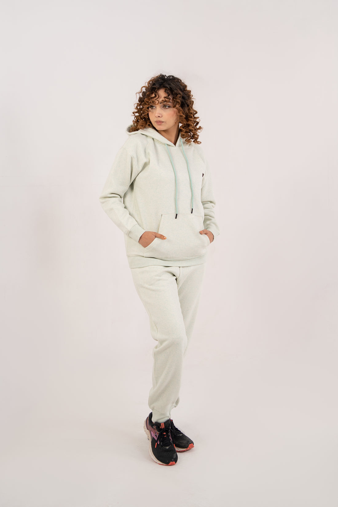 Women Melange Track Suit Light Green