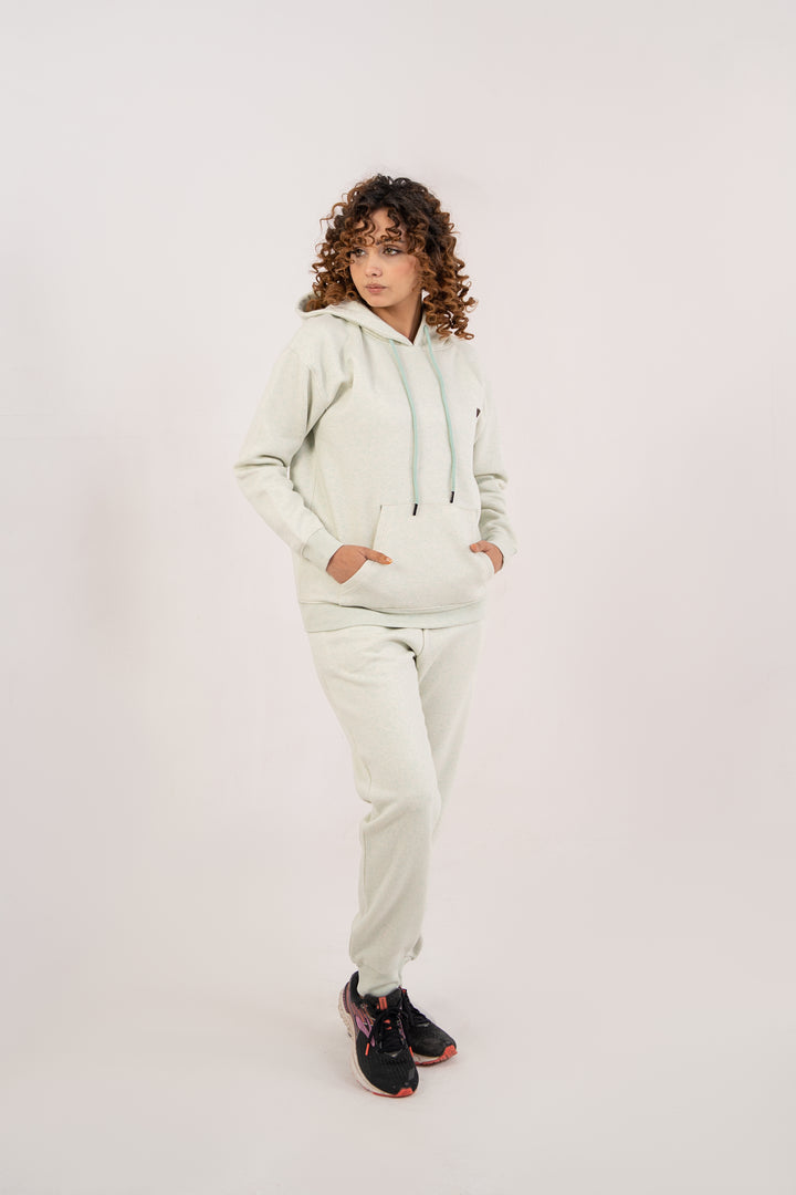 Women Melange Track Suit Light Green