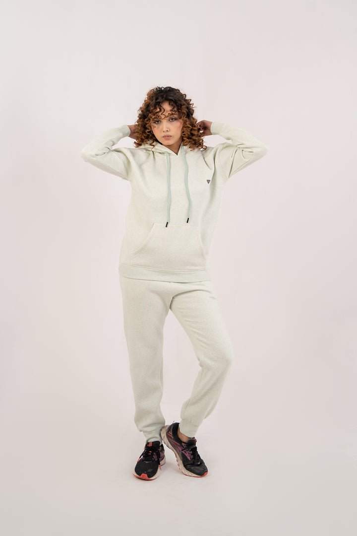 Women Melange Track Suit Light Green