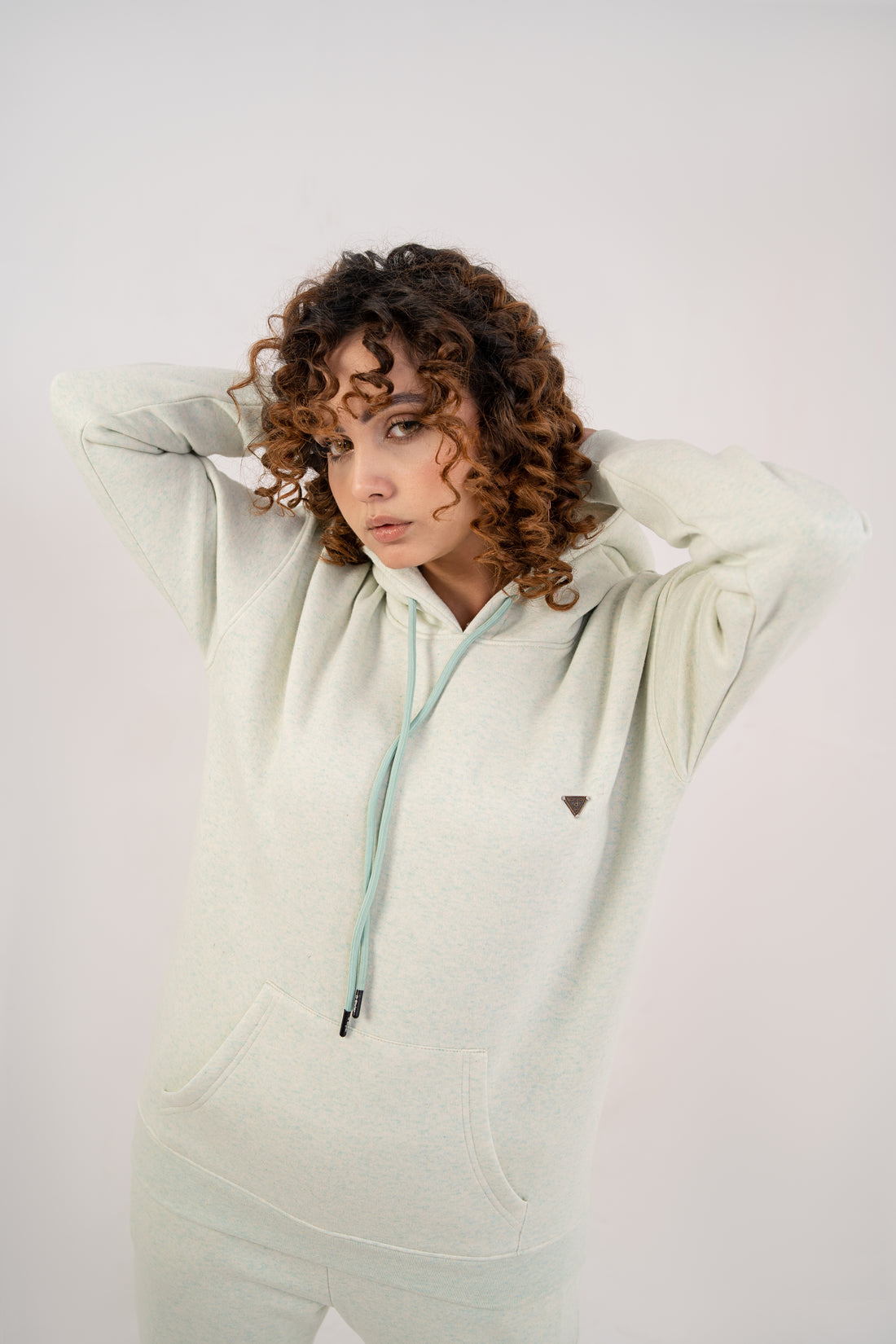 Women Melange Track Suit Light Green