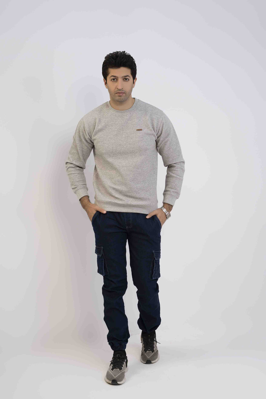 Popcorn Gray Color Sweat Shirt Men