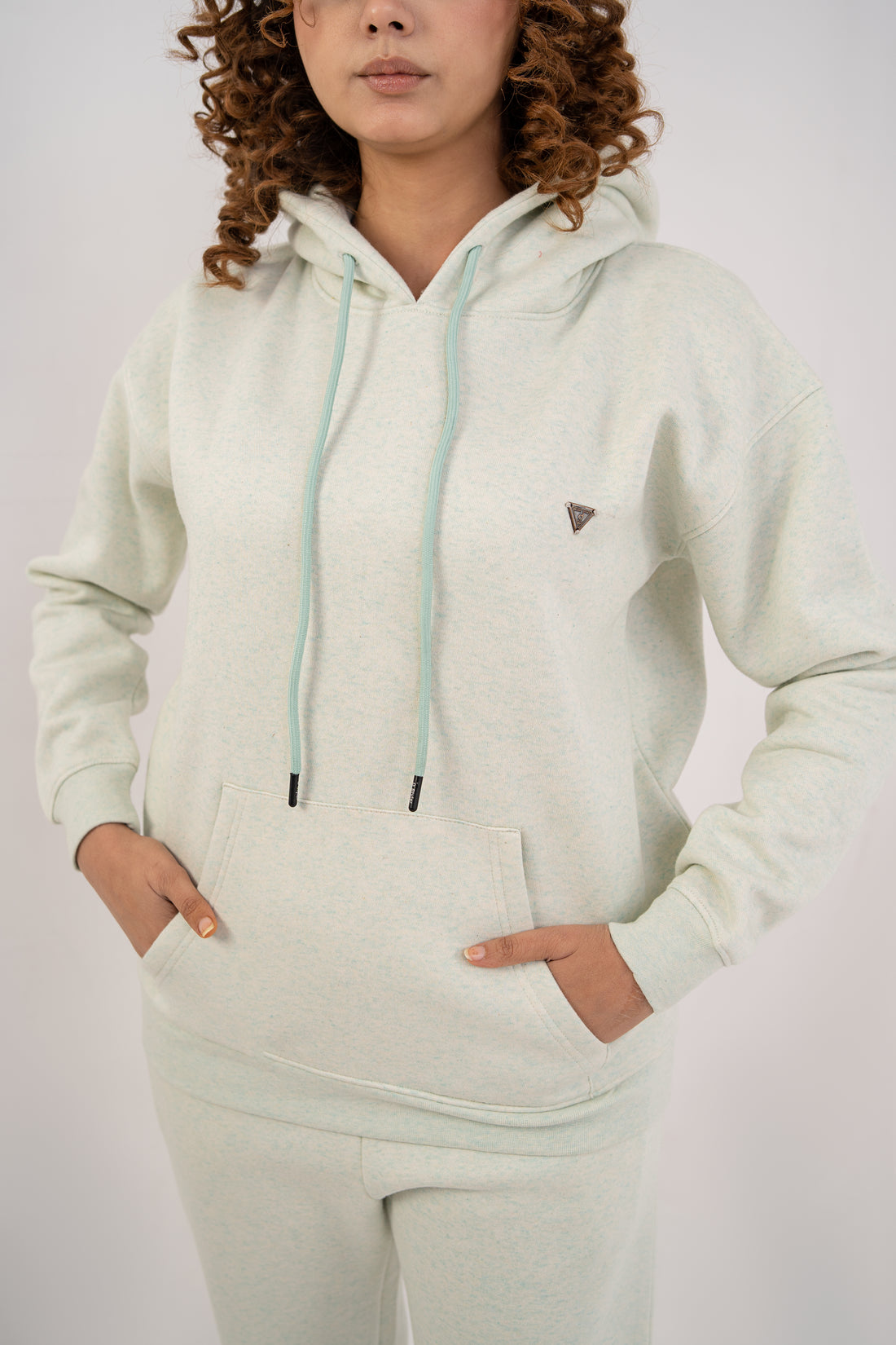 Women Melange Track Suit Light Green