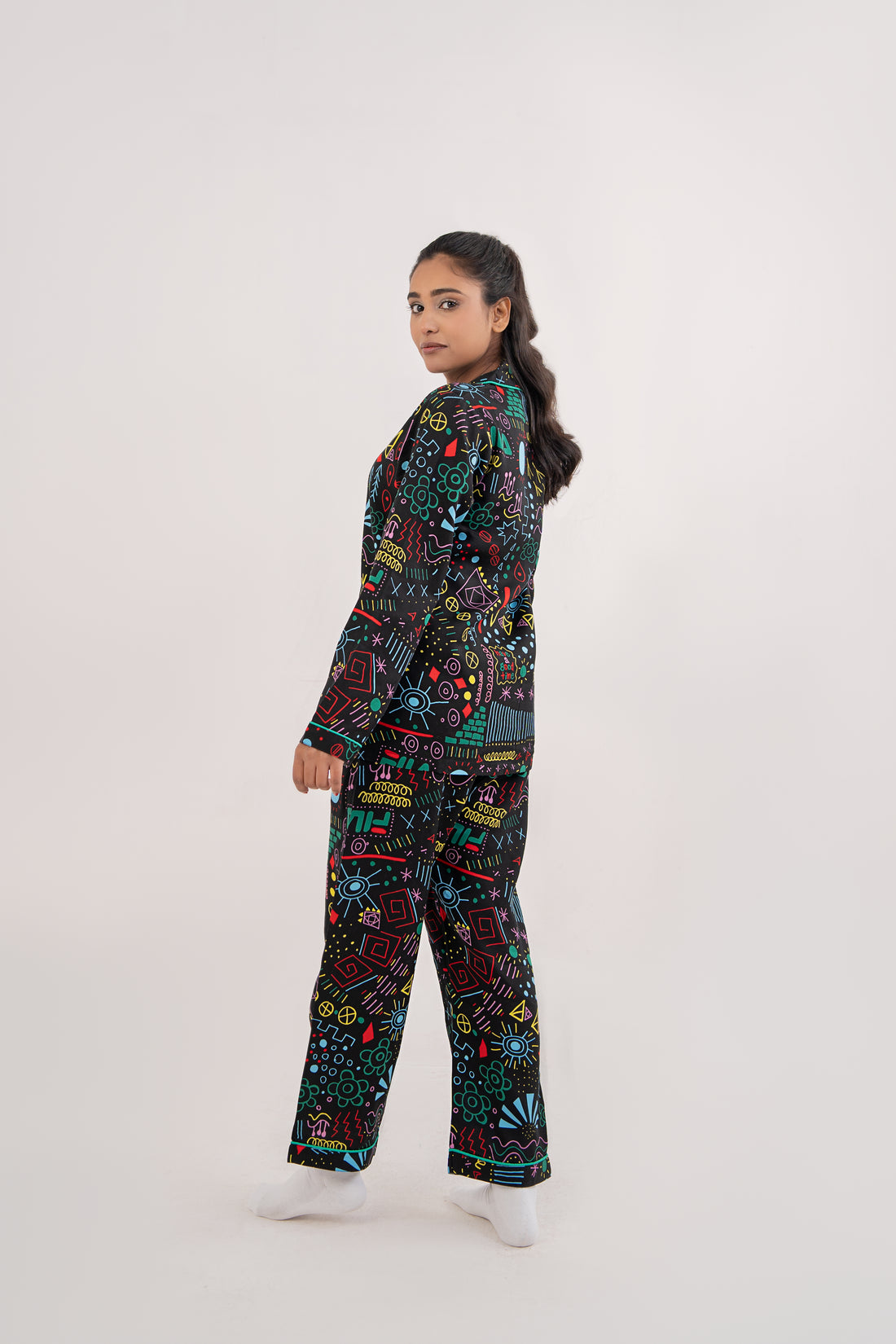 Women Night Suit Multi Color Printed