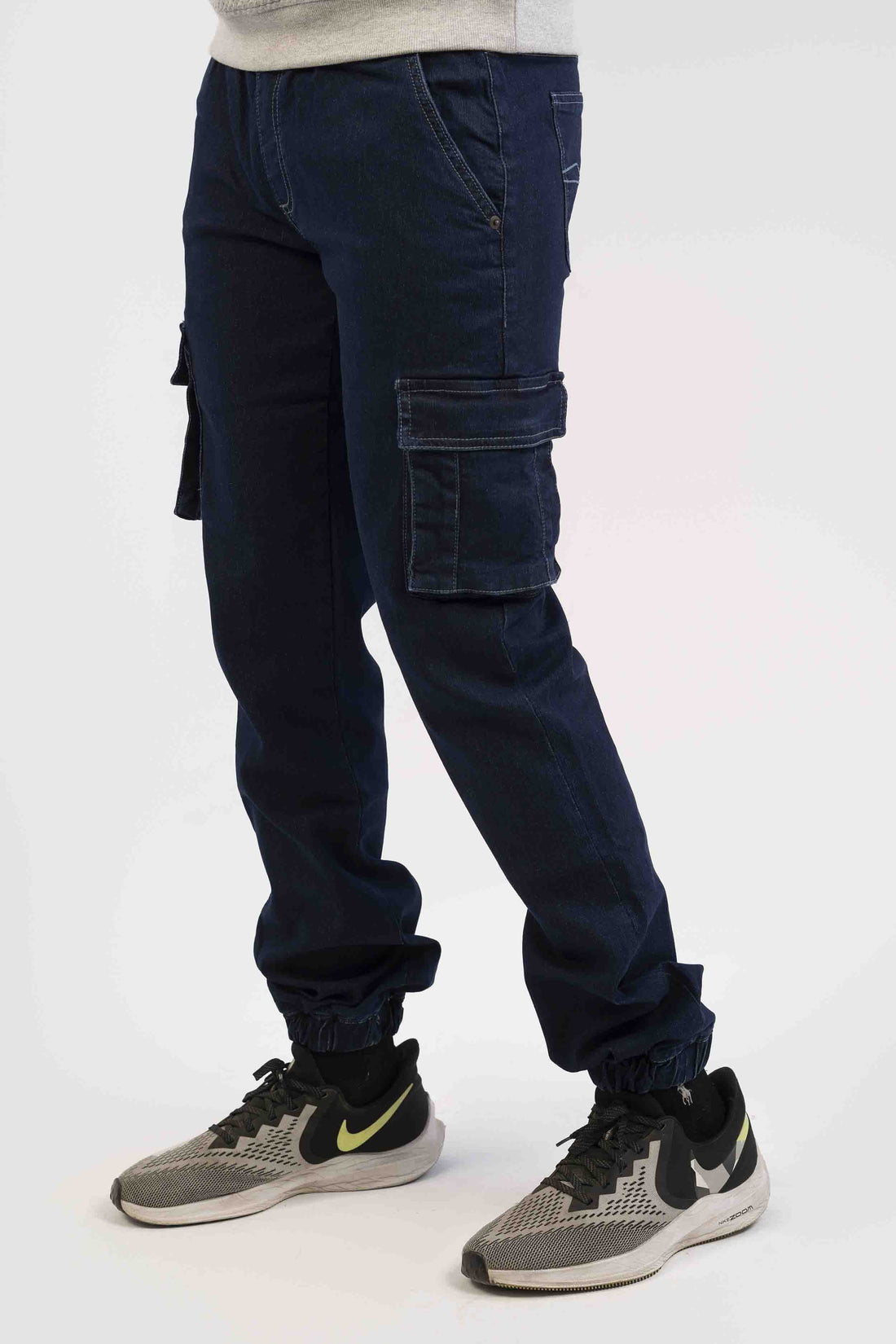 Men Cargo Jeans Dark Blue Wash