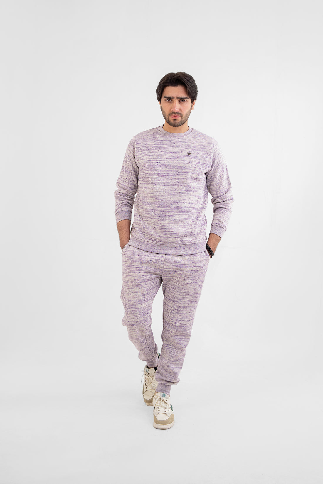 Men Melange Track Suit Purple