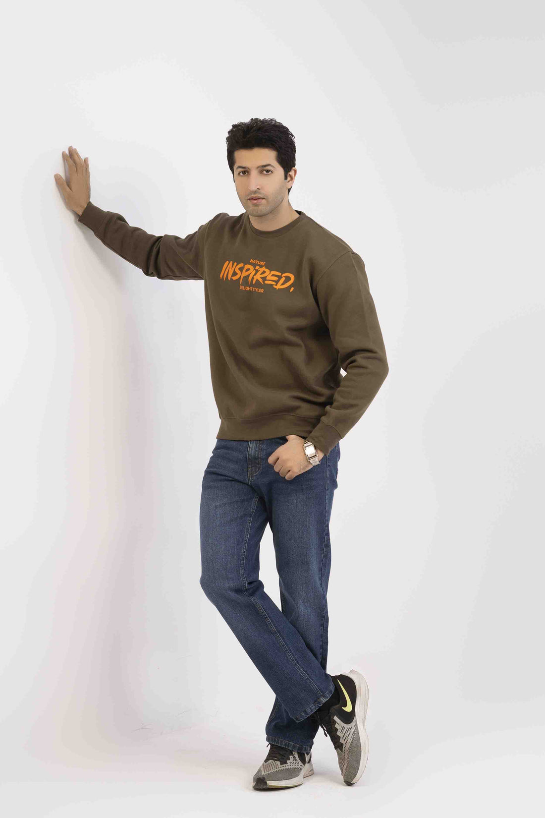 Solid Rust Color Sweat Shirt Men